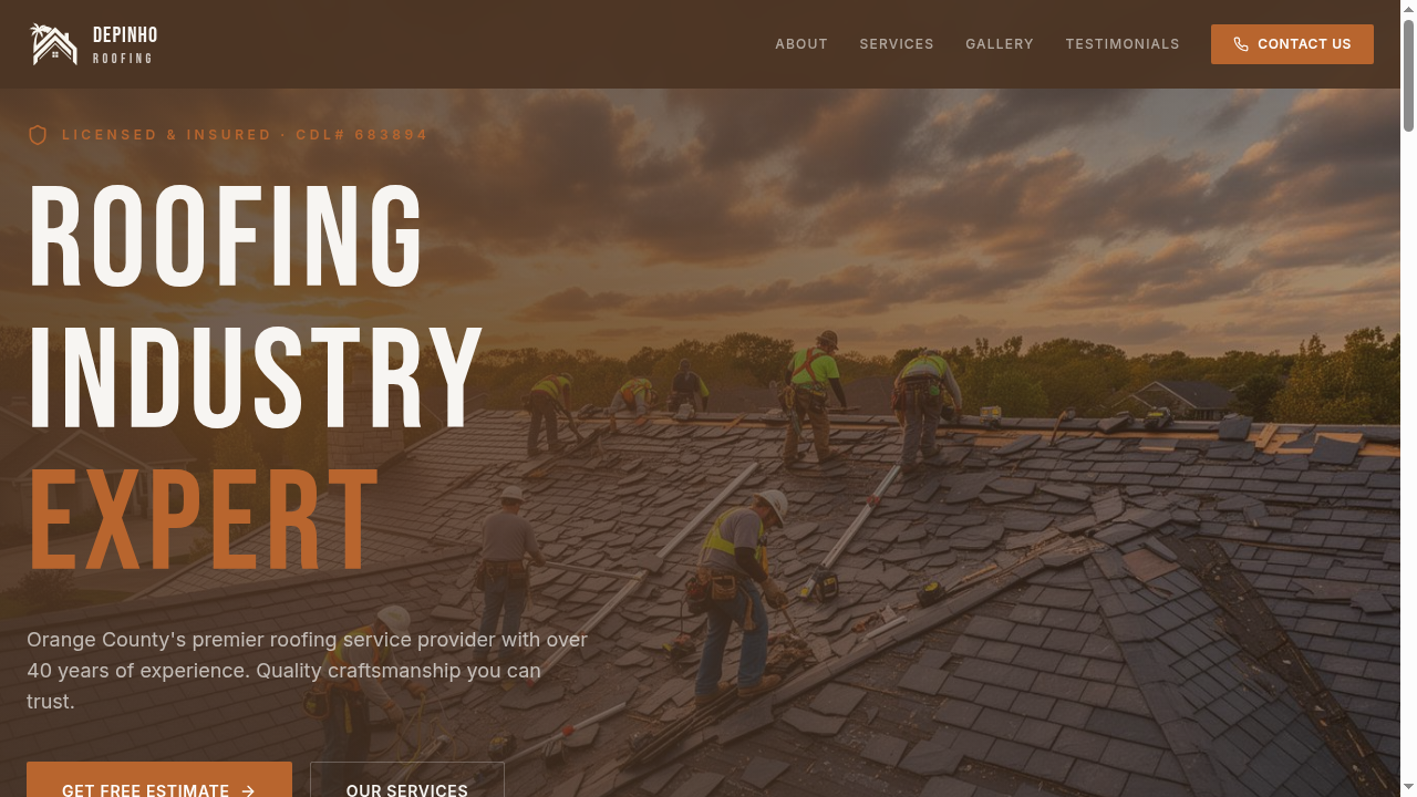 DePinho Roofing — Standard website preview