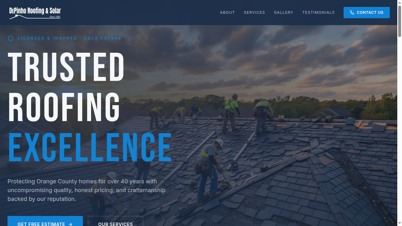 DePinho Roofing — Trust website preview