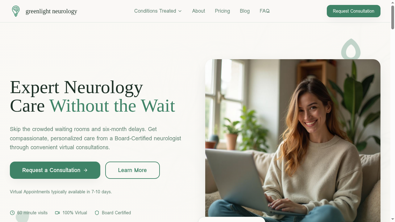 Greenlight Neurology website preview