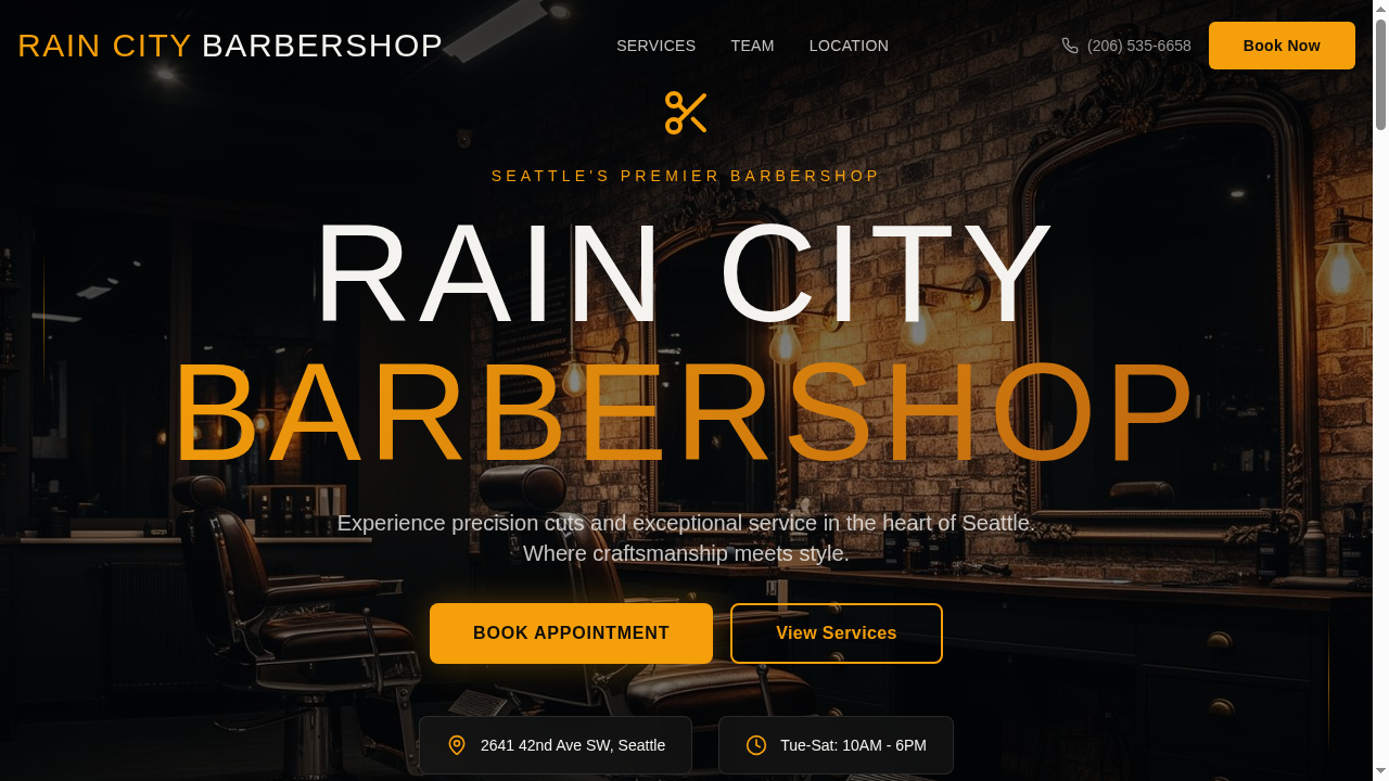 Rain City Barbershop website preview