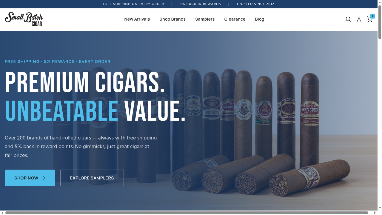 Small Batch — Value website preview